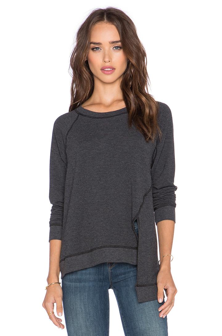 Front Slit Crew Neck Sweater