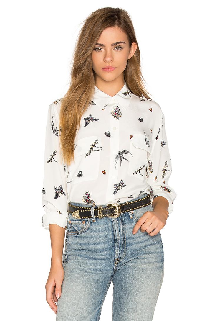 Signature Bird Print Button Up
