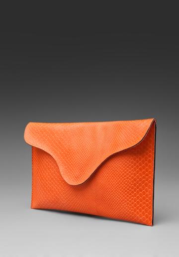 J.j. Winters Large Envelope Clutch In Orange Boa
