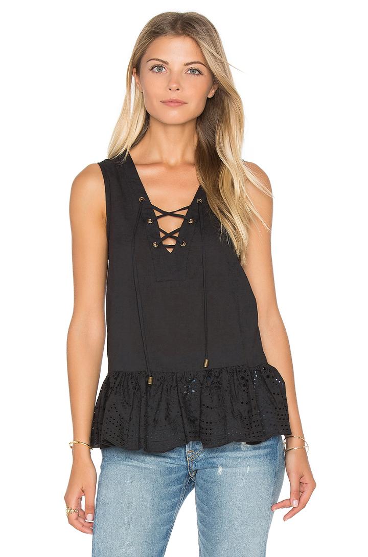 Lace Up Peplum Top
