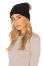 Vegan Cashmere Beanie With Faux Fur Pom