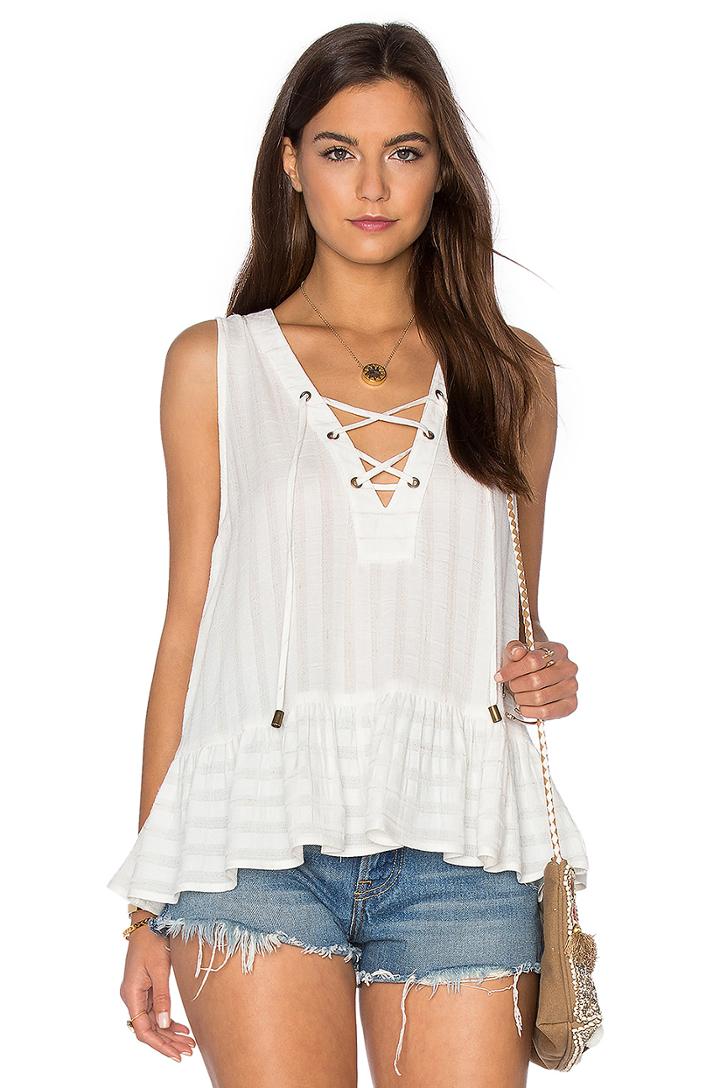 Lace Up Ruffle Tank