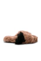 Criss Cross Color Block Fur Slipper