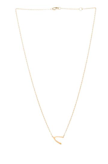 Jennifer Zeuner Wishbone Necklace In Metallic Gold