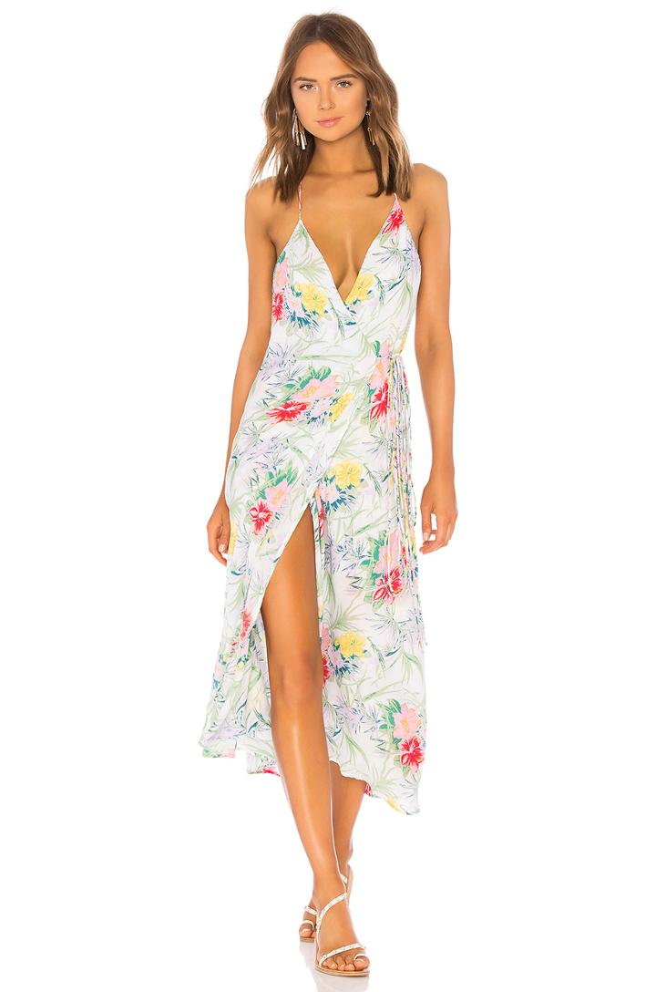 Geranium Halter Wrap Maxi Dress