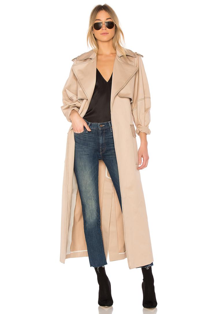 Relaxed Cocoon Trench With Contrast Stitch