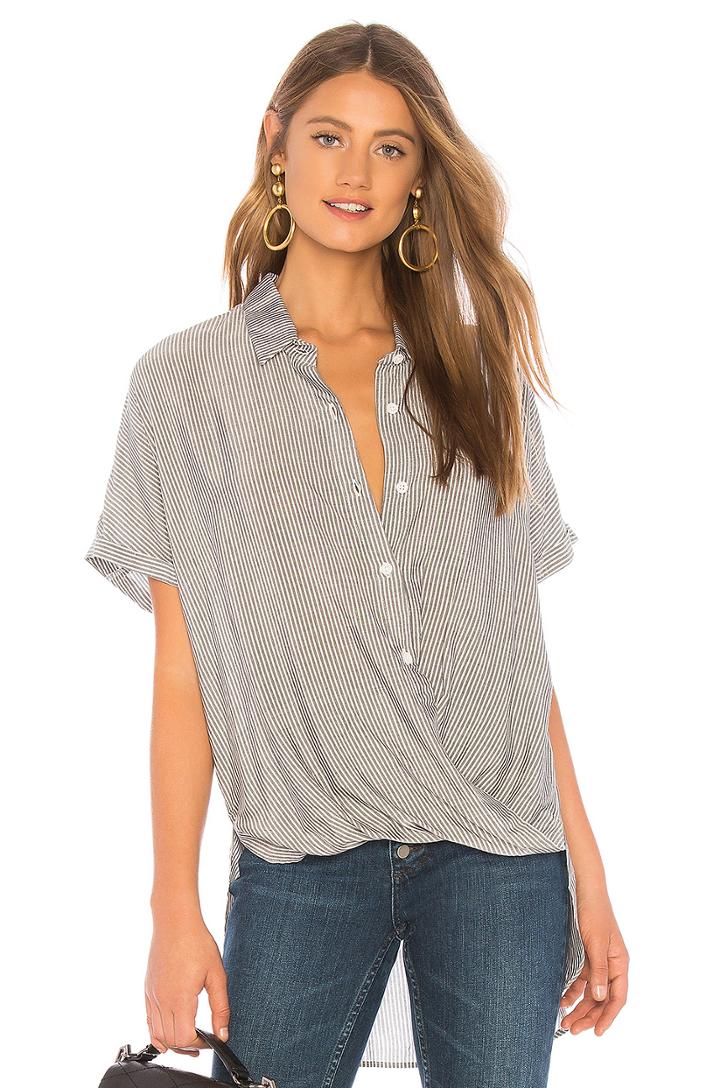 Wrap Hem Dolman Sleeve Shirt