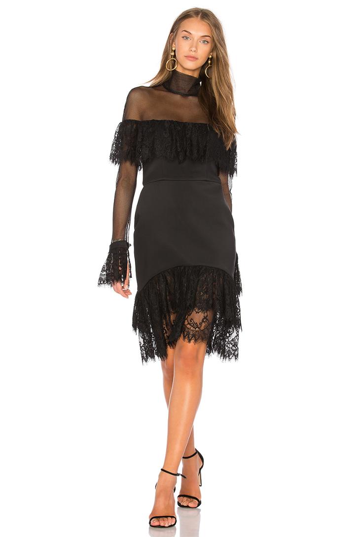 Cut Out Lace Ruffle Dress