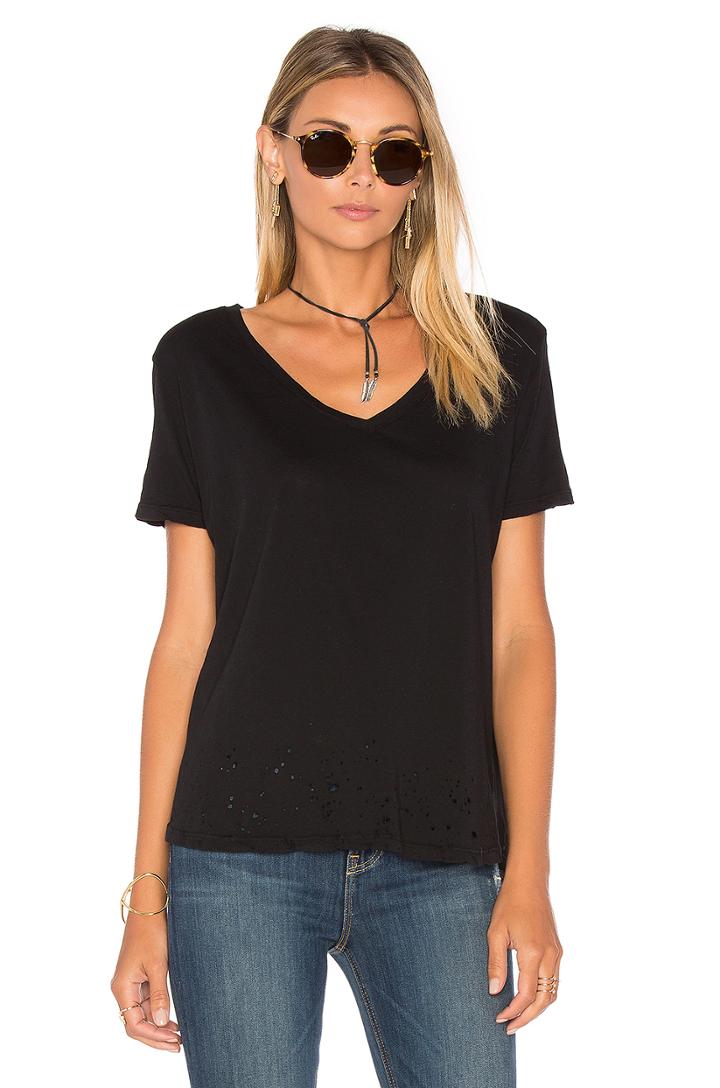 Distressed V-neck