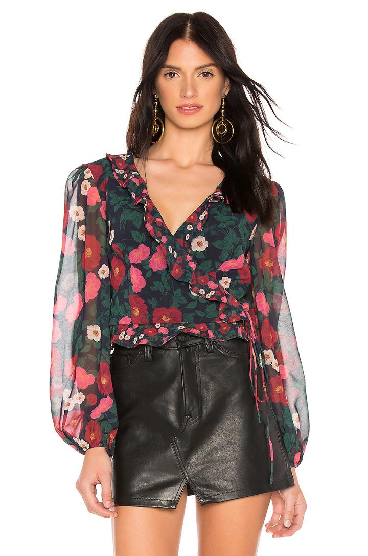 Waves Long Sleeve Wrap Top
