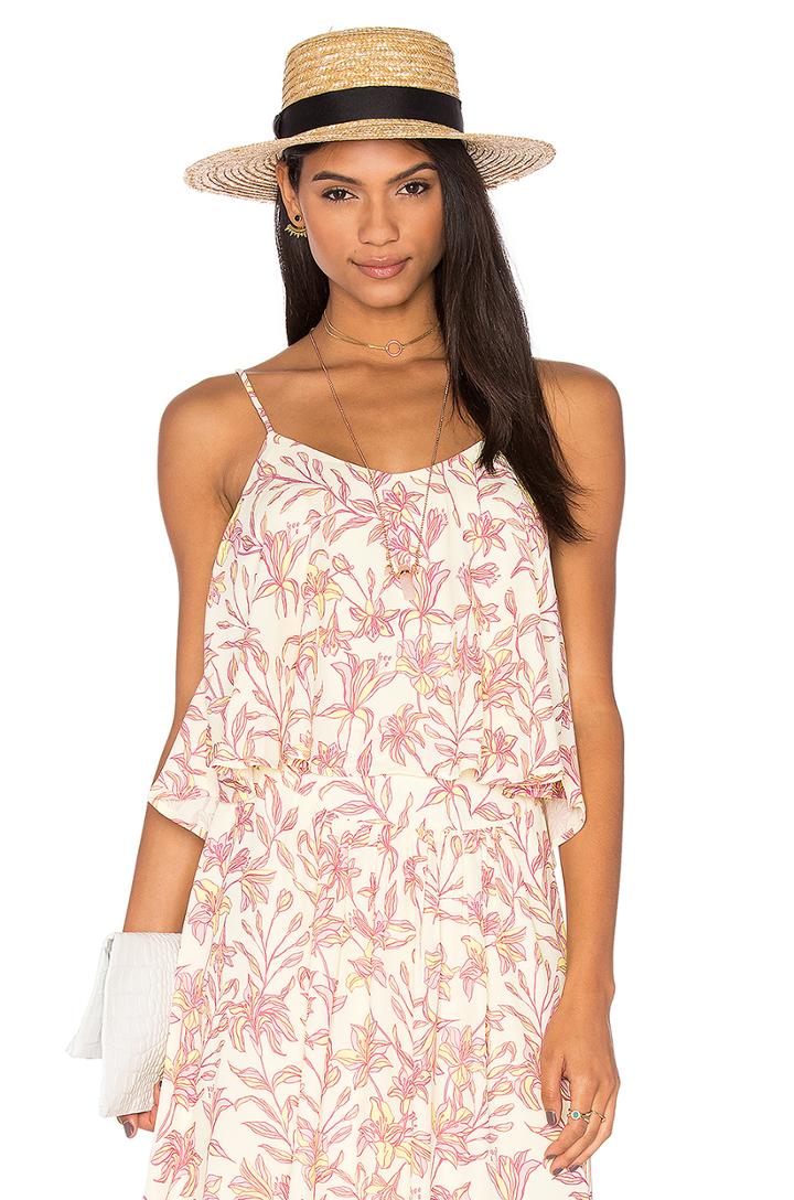 Black Printed Chiffon V Neck Tank
