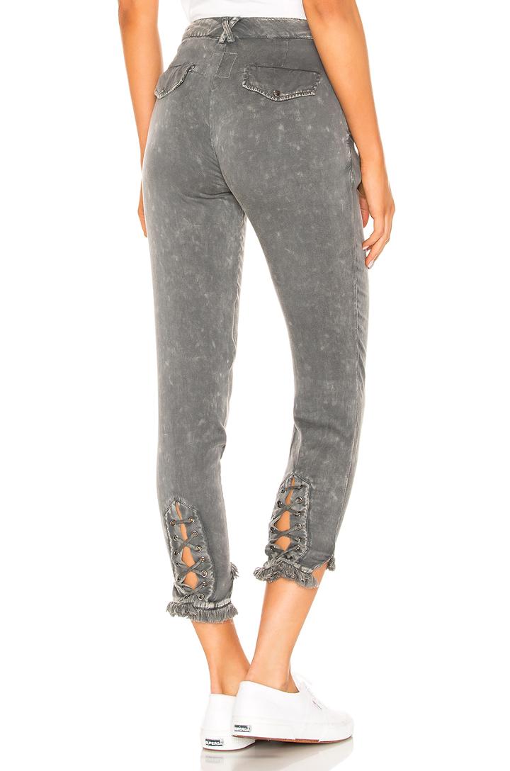 Lace Up Pant With Frayed Edge