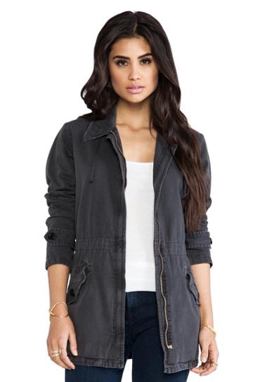 Monrow Vintage Basics Military Jacket In Gray