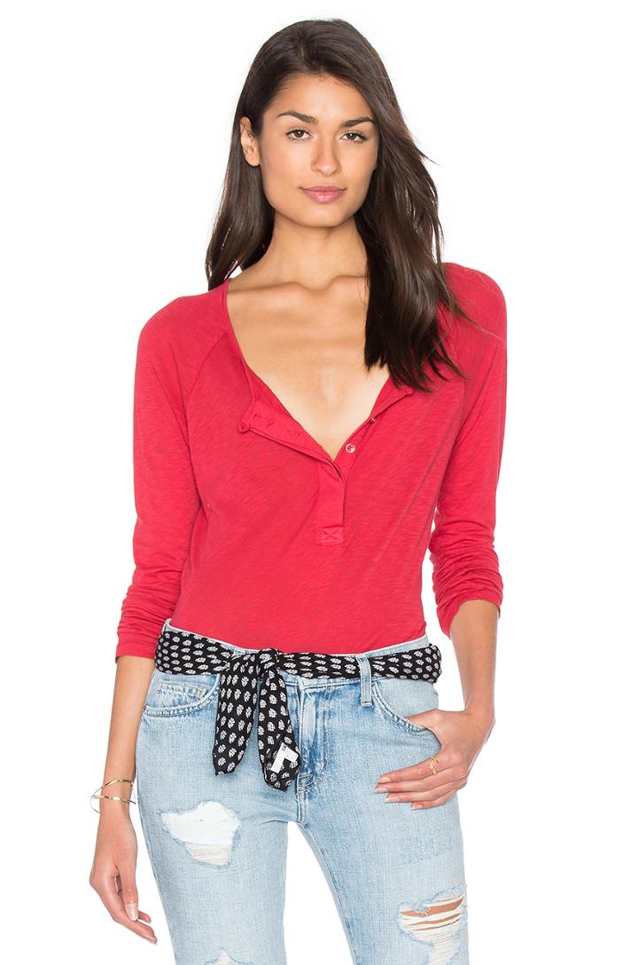 Slub Buttoned Long Sleeve Top