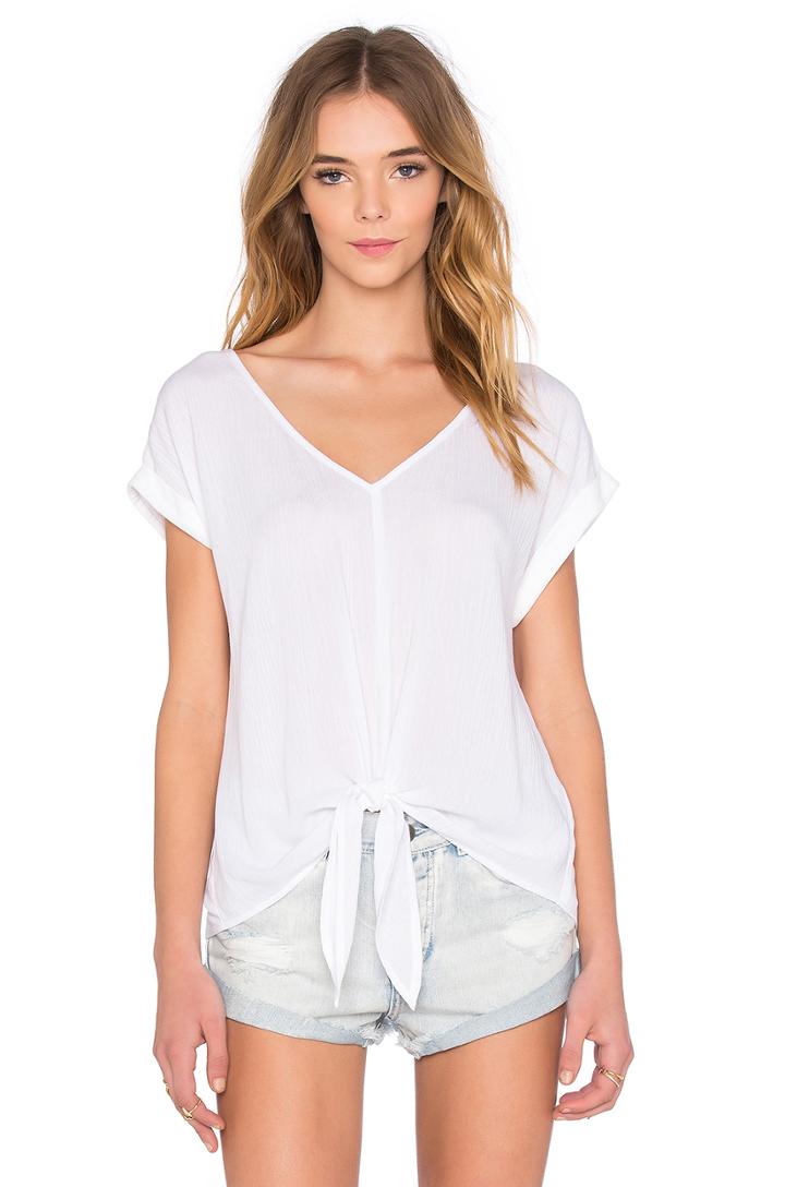 Crinkle Gauze Tie Front Top