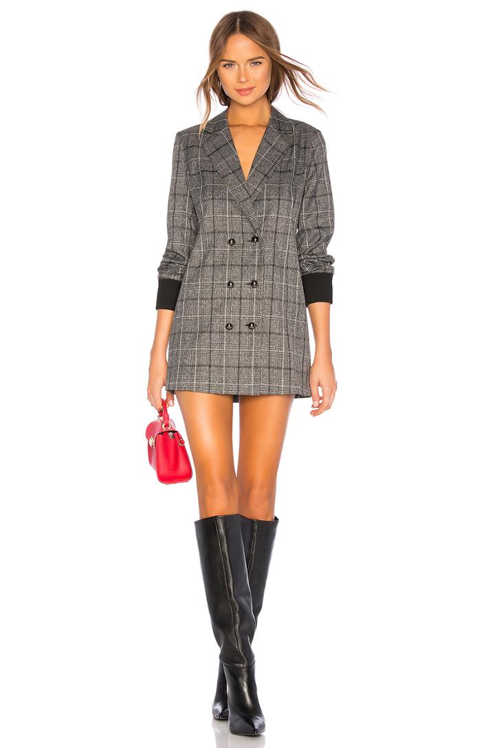 Rib Cuff Blazer Dress
