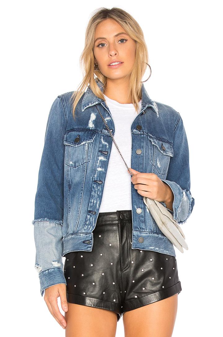 Reverse Sleeve Denim Jacket Medium Destroyed