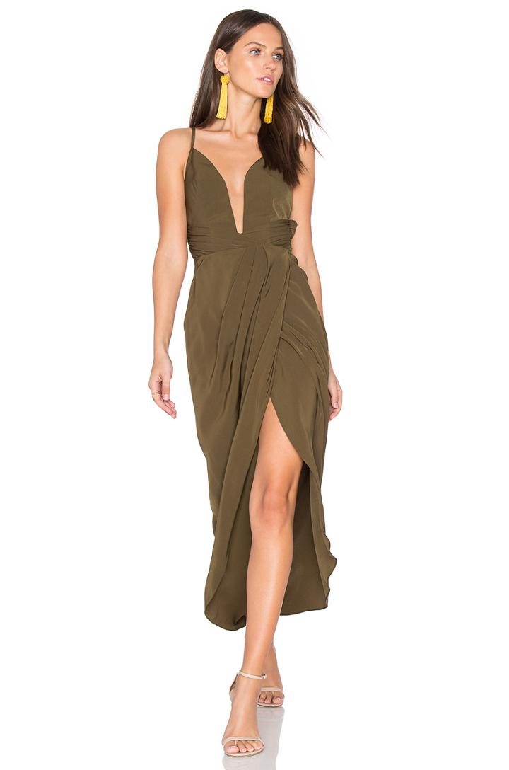 Leticia Plunged Wire Draped Maxi Dress