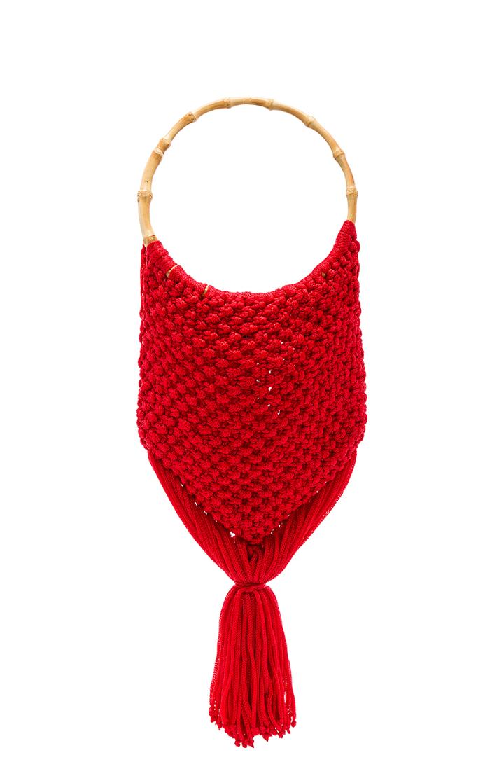 Macrame Bag With Bamboo Handle