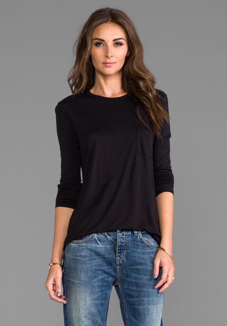 T By Alexander Wang Classic Long Sleeve Pocket In Black