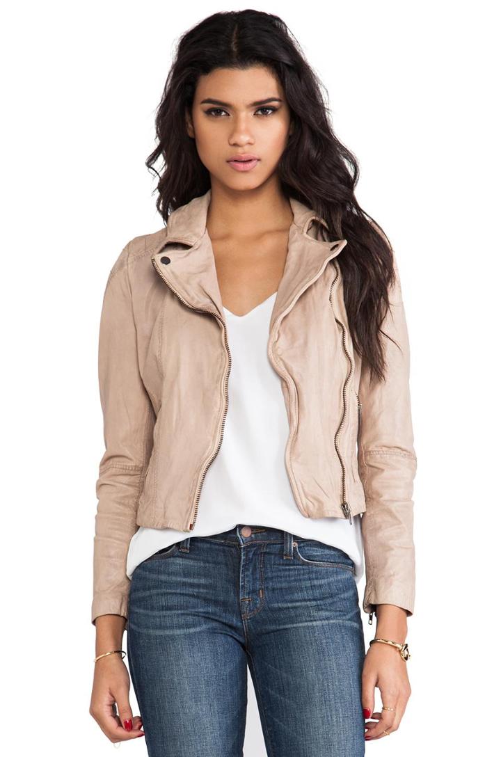 Muubaa Quilted Shoulder Moto Jacket In Tan