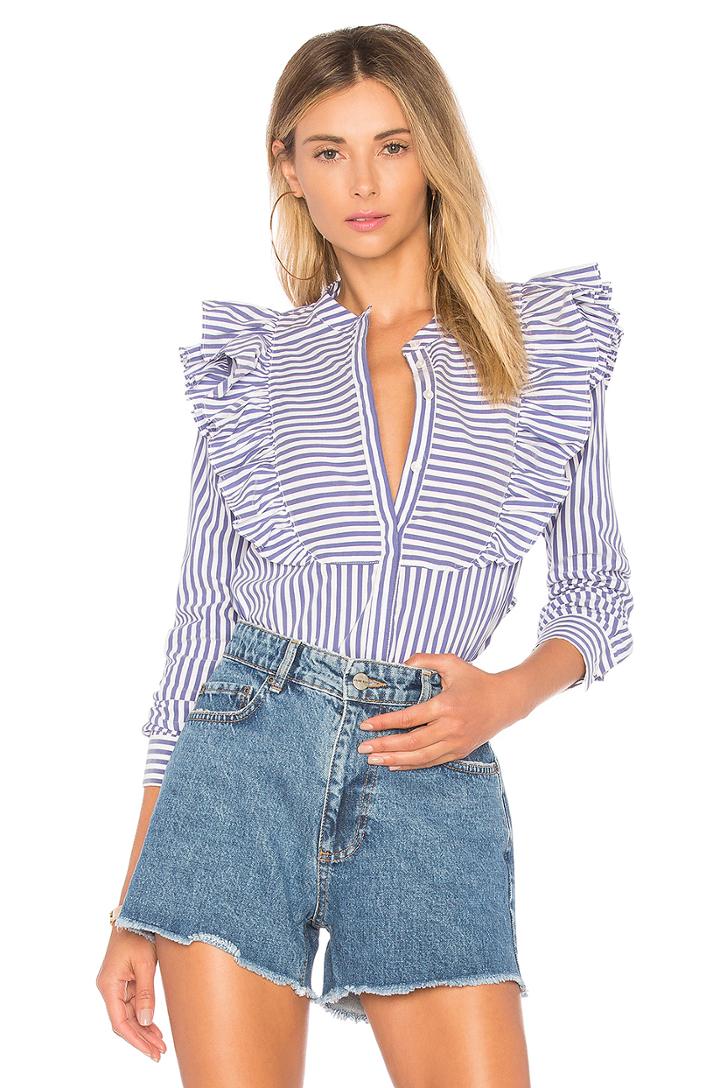 Striped Frill Blouse