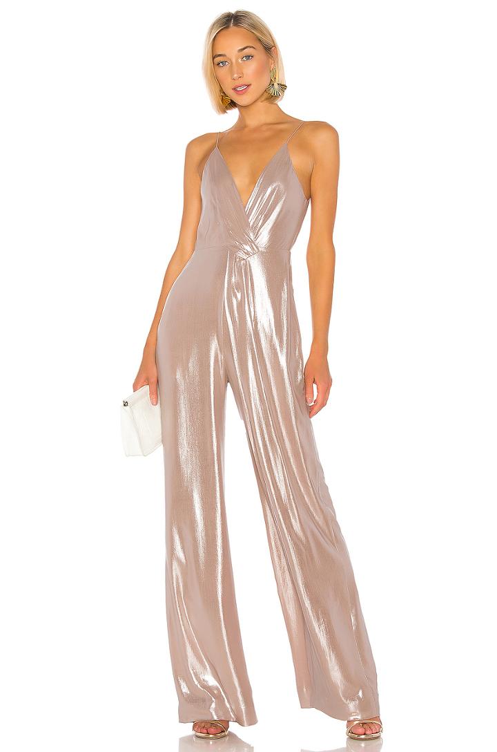Metallic Chiffon Tie Back Jumpsuit