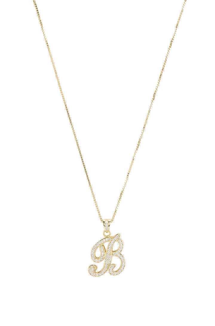 The Iced Out Script Initial B Necklace