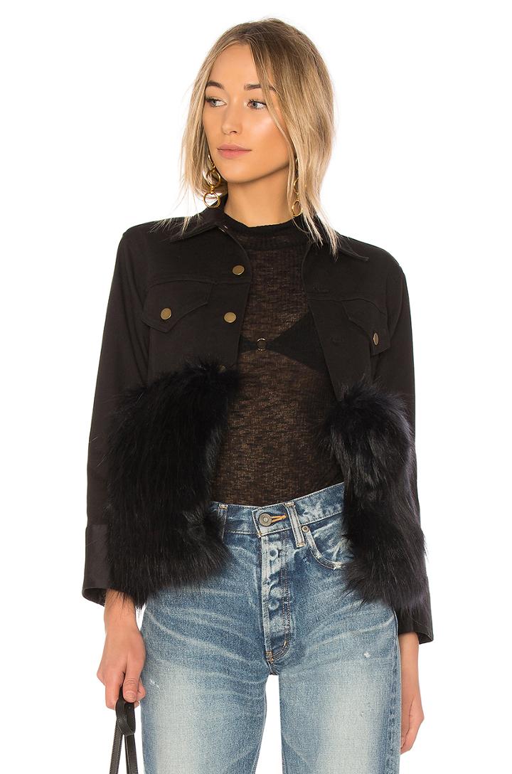 Denim Jacket With Faux Fur