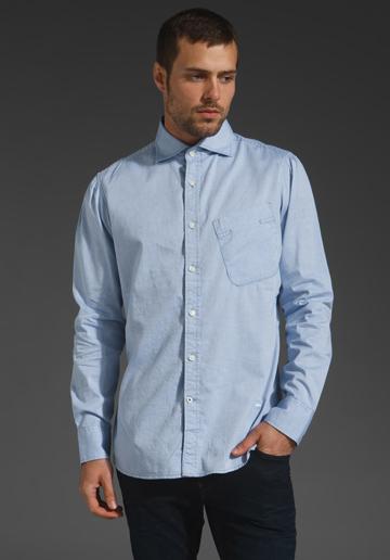 G-star Cl Pleated 1 Pocket Button Up In Korn Blue