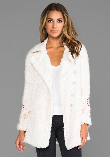 Free People Swing Faux Fur Coat In Ivory