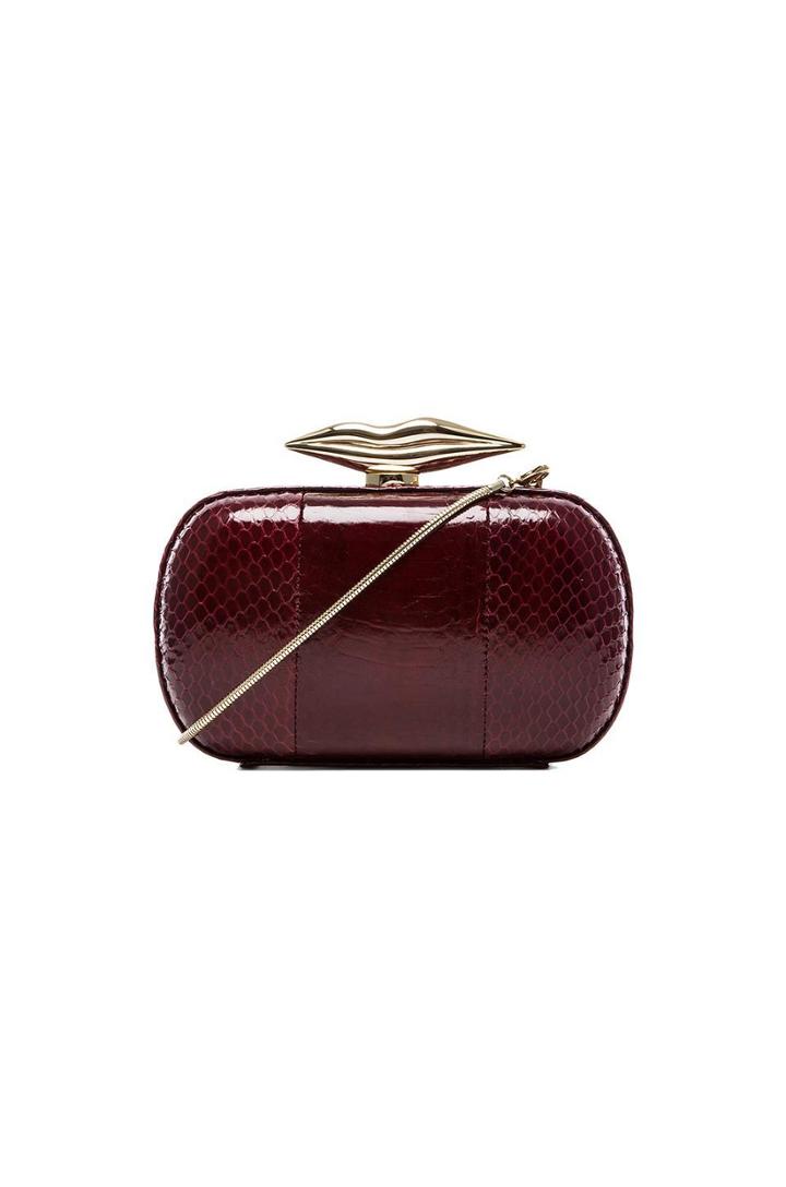 Diane Von Furstenberg Flirty Minaudiere Watersnake Clutch In Red