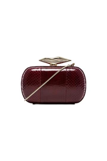 Diane Von Furstenberg Flirty Minaudiere Watersnake Clutch In Red
