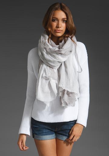 Paula Bianco The Moroccan Scarf In Grey/white