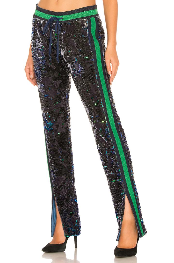 Sequin Velour Track Pant