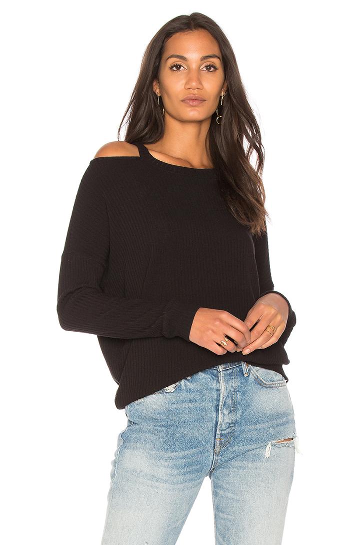 Rib Cold Shoulder Top