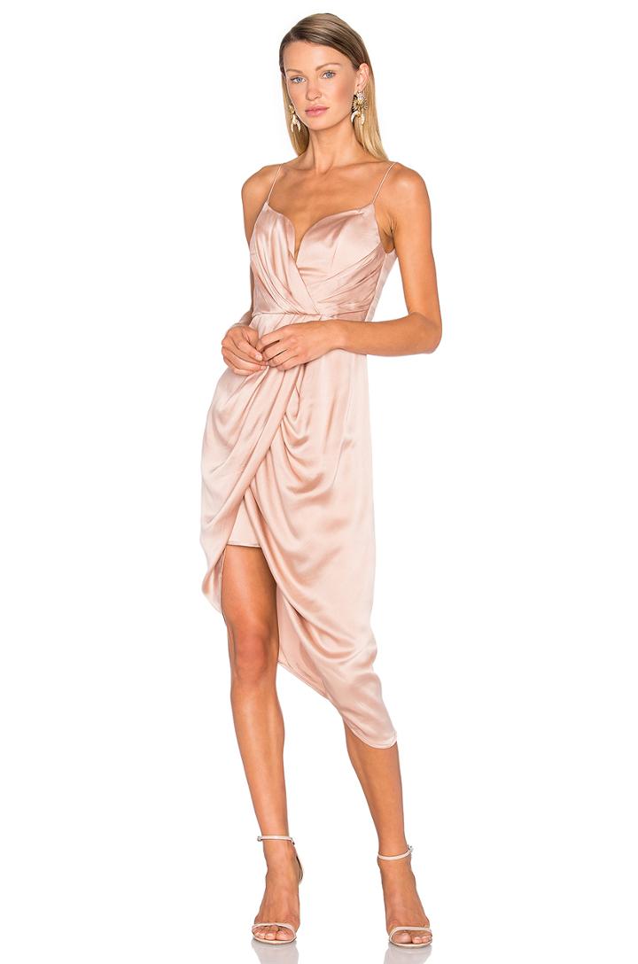 Sueded Silk Plunge Short Dress