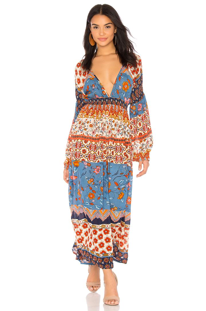 Sun Daze Plunge Midi In Multi