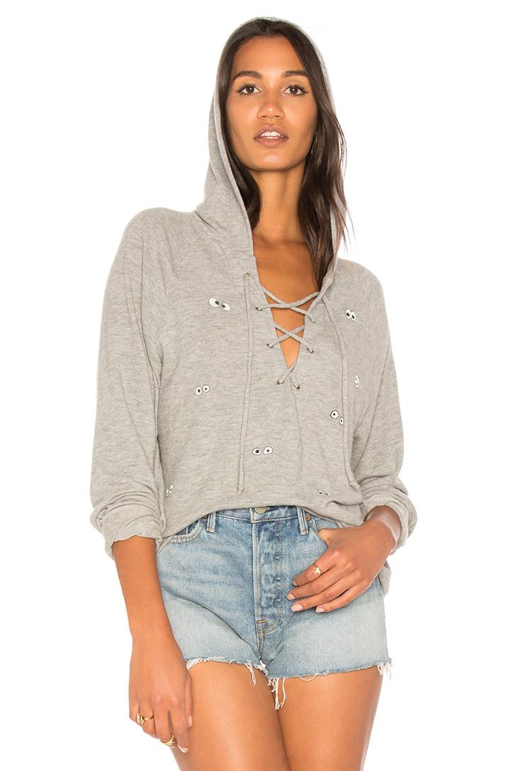 Cali Emoji Eyes Lace Up Hoodie