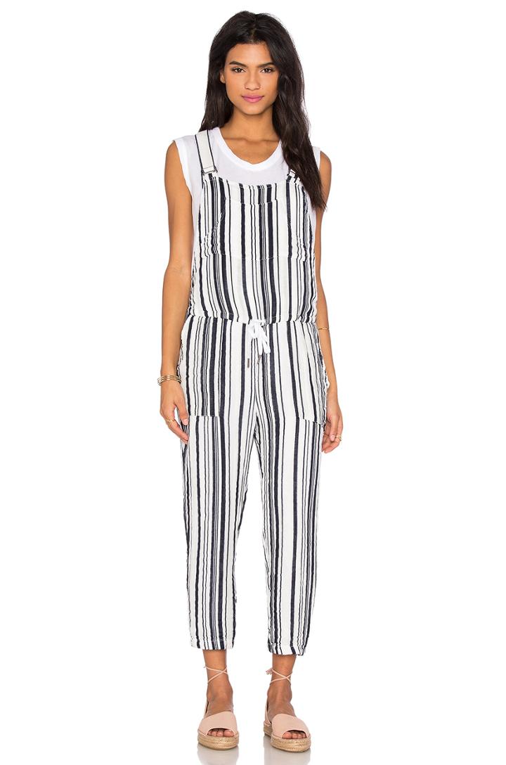 Vertical Navy Stripe Veil Sleeveless Tied Waist Jumpsuit