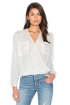 Long Sleeve Drape Front Blouse