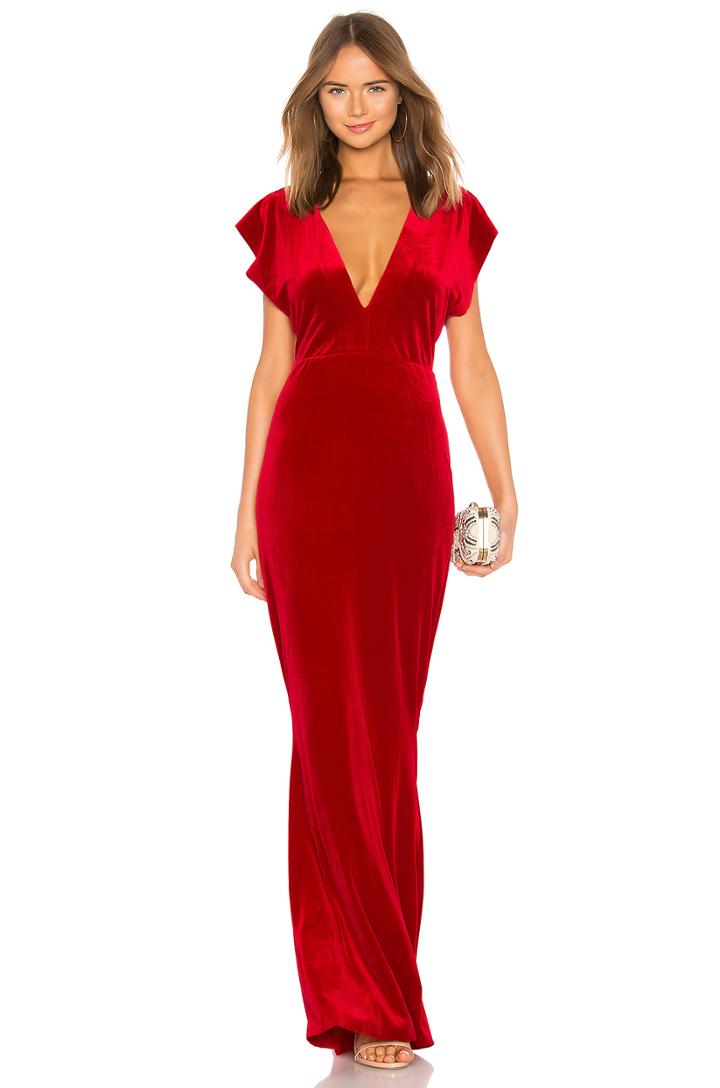 V Neck Velvet Rectangle Dress