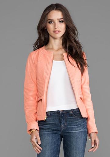 Marc By Marc Jacobs Darcey Textured Leather Jacket In Peach