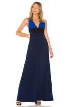 V Neck Colorblock Gown