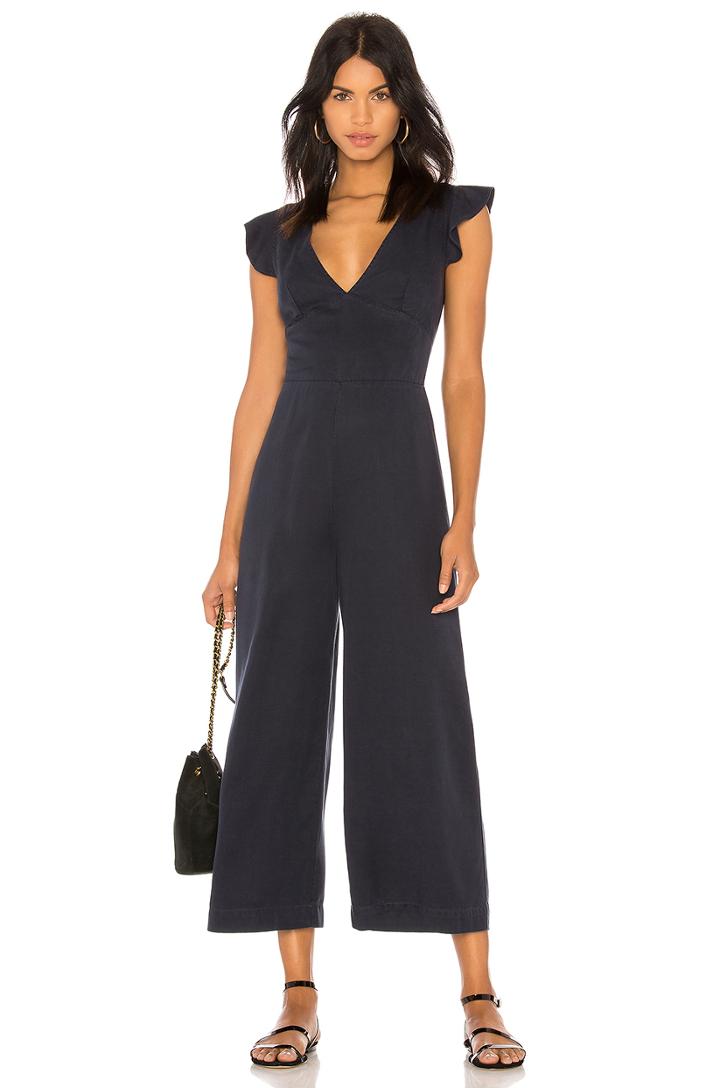 Ruffle Sleeve Laced Back Jumpsuit