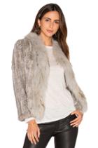 Frill Collar Jacket With Fox And Rabbit Fur