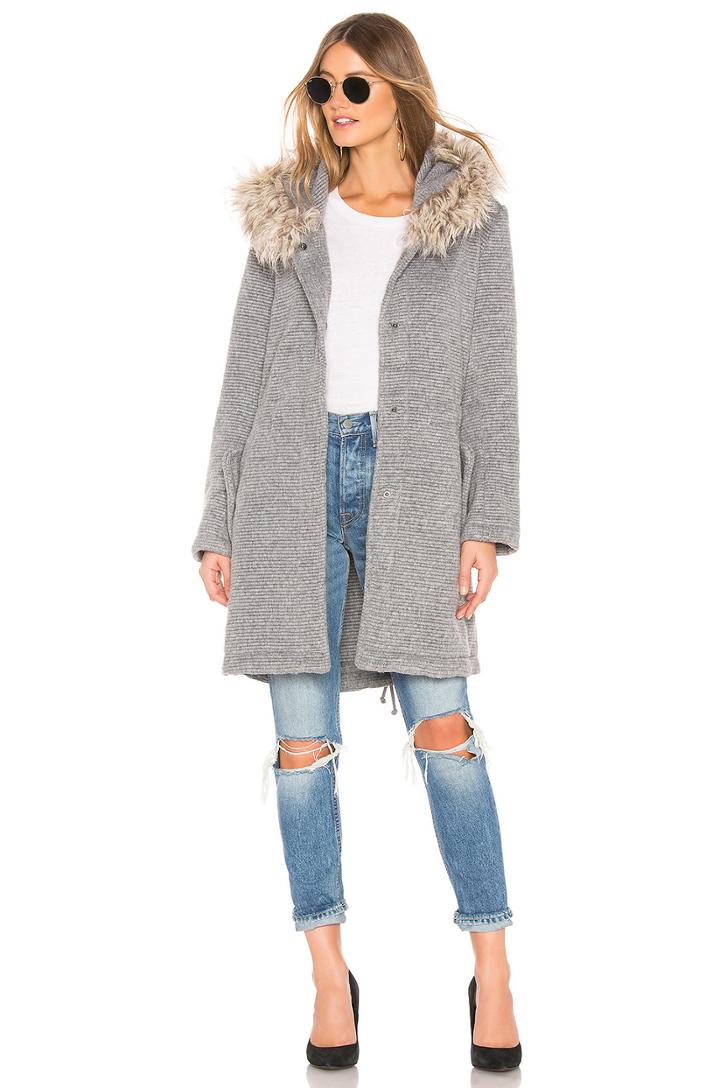 Girls In The Hood Coat With Faux Fur Trim