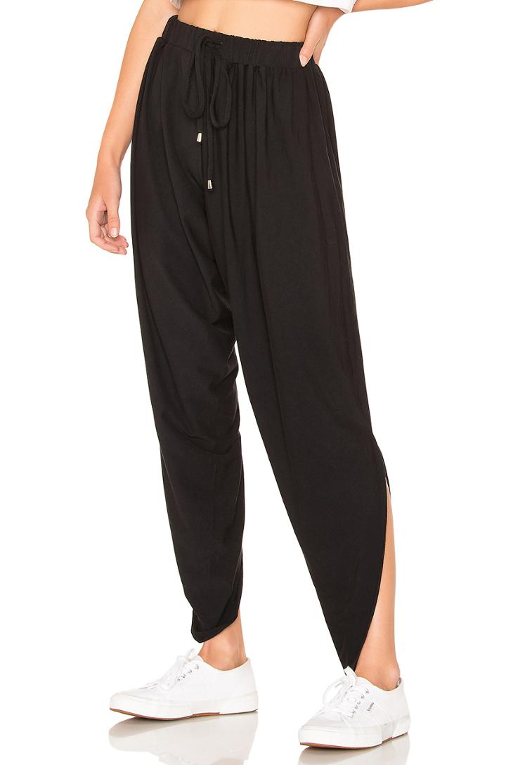 Draped Modal Jersey Asymmetrical Hem Pant