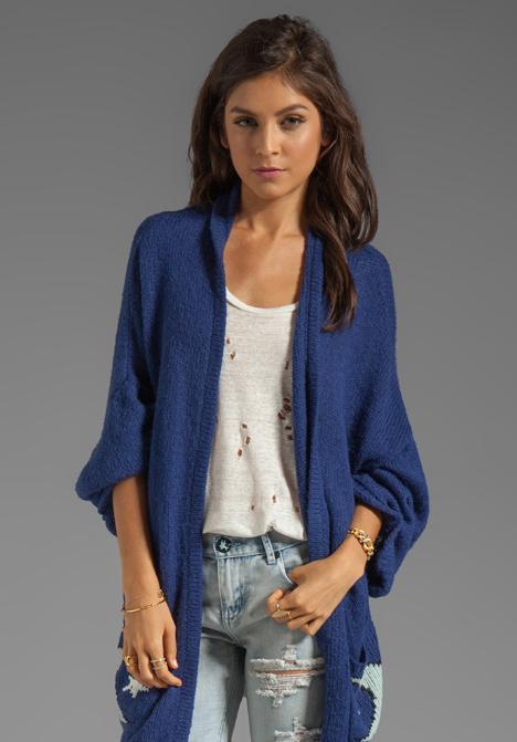Wildfox Couture White Label Moon And Star Slouchy Cardigan In Blue