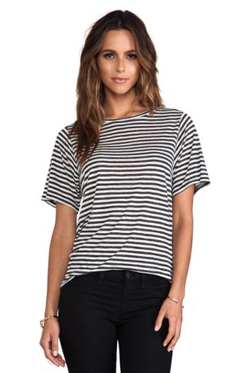 Enza Costa Loose Short Sleeve Crew Tee In Black